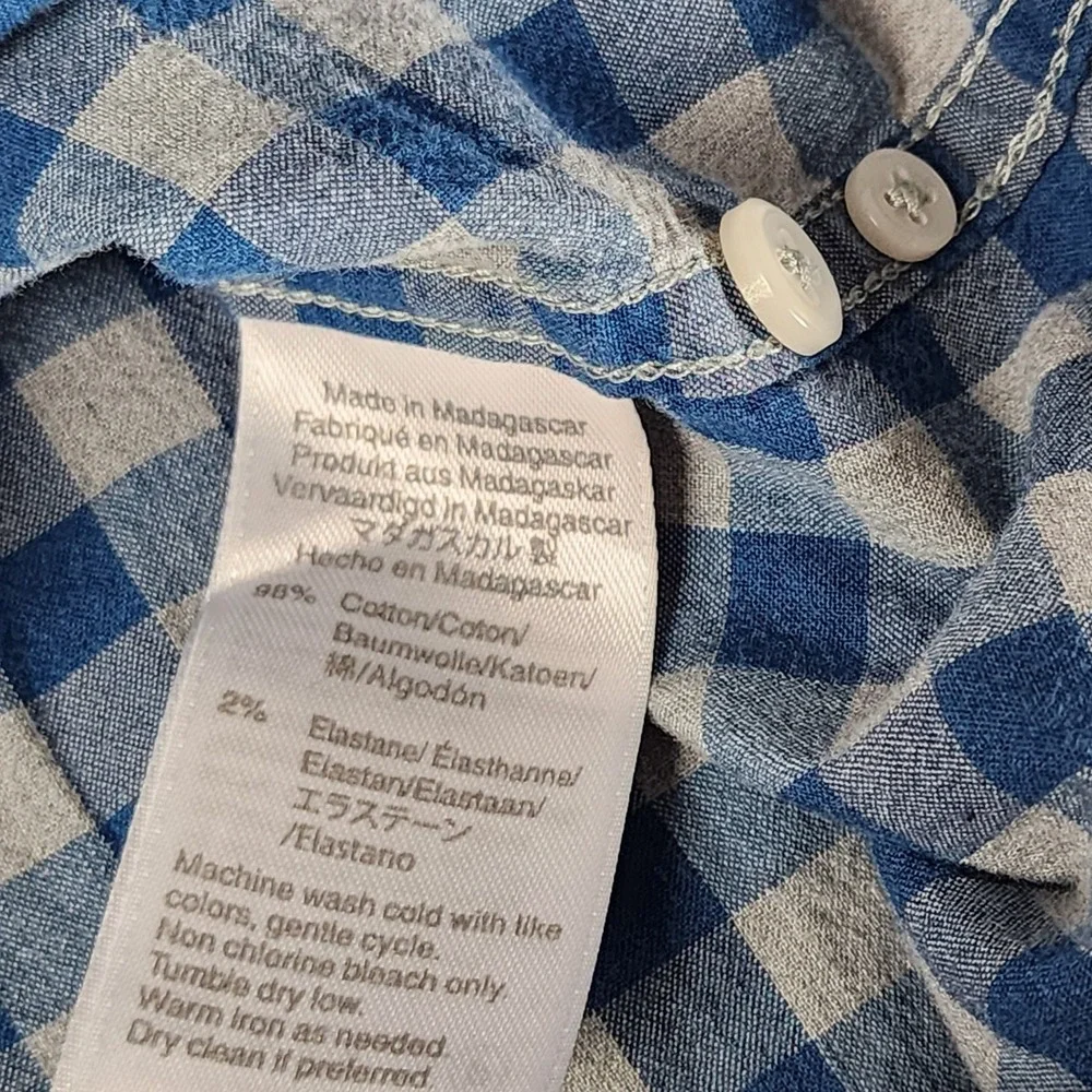 J Crew Mens Size XL Short Slim Untucked Cotton Stretch Secret Wash Shirt Gingham